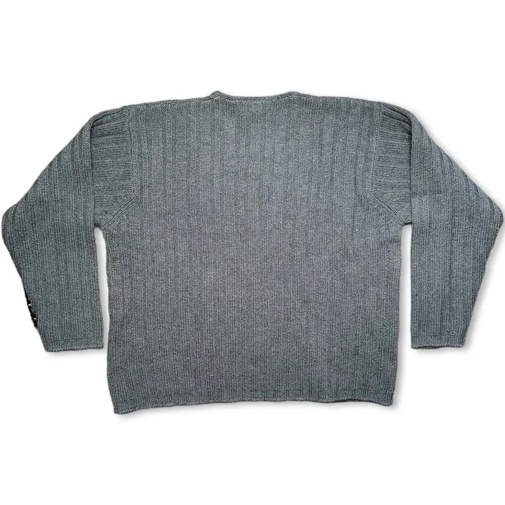 Vintage Gray 100%‎ Wool Grandpa Sweater J Crew Size XL_5
